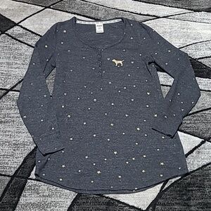 VS PINK 2017 GOLD SHINE THERMAL SLEEPWEAR I'VE BEEN GOOD(ISH) LONG-SLEEV…